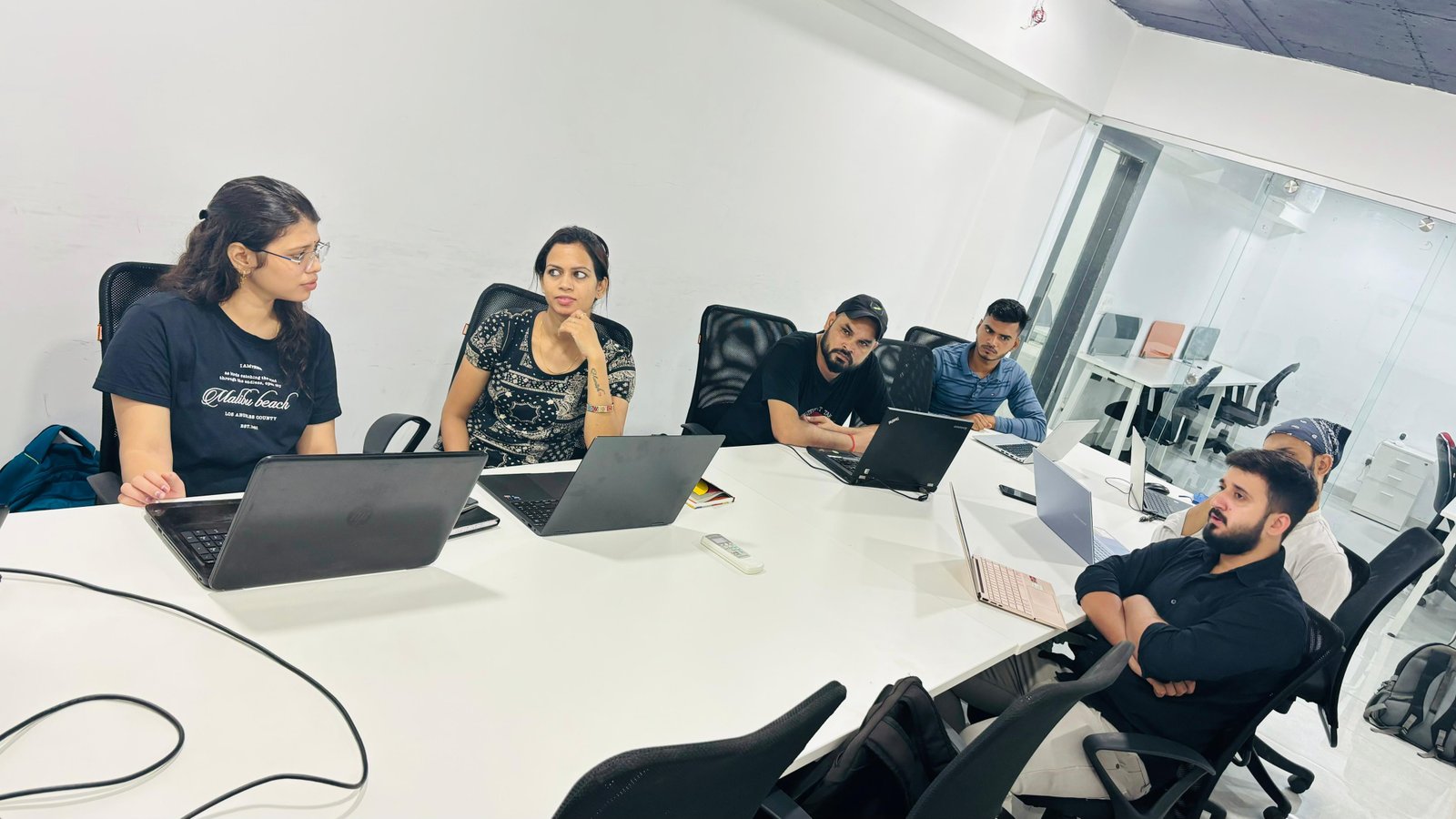 Professional working on analytics